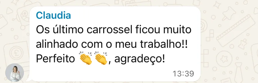 Feedback de cliente sobre carrossel