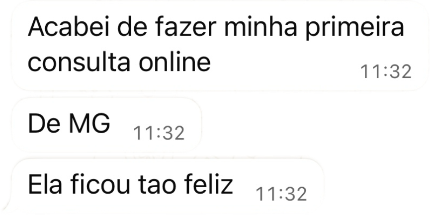 Feedback sobre primeira consulta online
